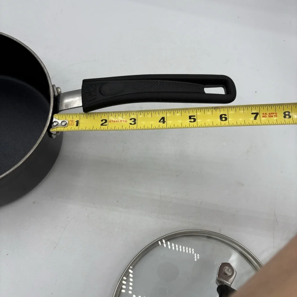 Guy‎ Fieri Saucepan Pot 1.5 Quart 1.4 L w Glass Lid Black Non Stick